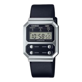 Casio watch for unisex a100wel-1adf digital leather band black 