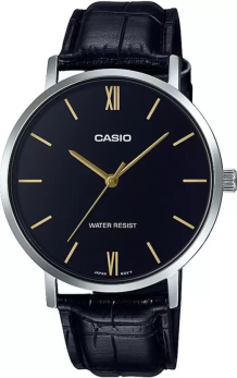 Casio Men's Minimalistic Black Dial Black Leather Band Analog Watch MTP-VT01L-1BUDF