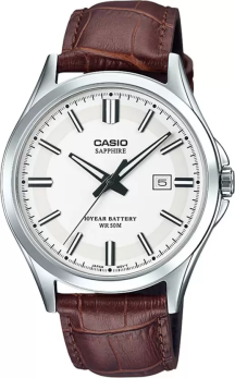 Casio Analog White Dial Brown Leather Men's Watch MTS-100L-7AVDF