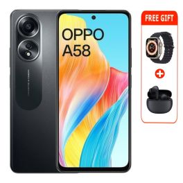 OPPO A58 6.72-Inch, 128GB, 6GB RAM phone - Glowing Black  With Free Gifts