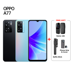 Oppo A77 128GB 4G+ Free Gift (Nokia 106- Screen Protector- Mobile Cover- Circular Stand- Selfie stick)