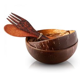 وعاء جوز الهند مع ملاعق خشبية طبيعي اورجانيك - طقم أدوات مائدة