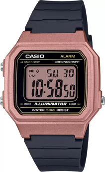 Casio Rose Gold Digital Black Resin Strap Watch W-217HM-5AVDF