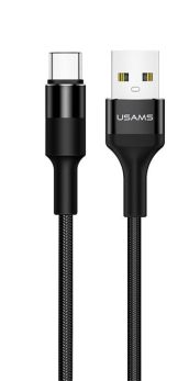 USAMS SJ221 Data Cable Type C Alu Braided Black