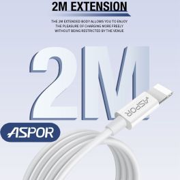 Aspor A172 2M iPHONE 2.1A White Cable