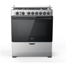 Midea 5 Burner Gas Cooker With Grill - Silver