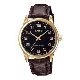 Casio men's black dial leather band watch MTP-V001GL-1BUDF