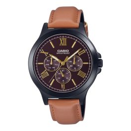  Casio Watch for Men  Analog Leather Band Brown MTP-V300BL-5AUDF