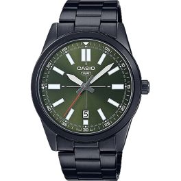 Casio General MTP-VD02B-3EUDF Green Dial Black Stainless Steel Men's Watch