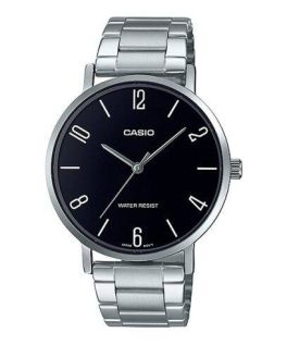 Casio Men's Stainless Steel Minimalistic Black Dial 3-Hand Analog Watch MTP-VT01D-1B2UDF