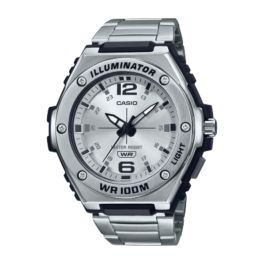 Casio General Mens  Silver Stainless Steel Band Men Watch MWA-100HD-7AVDF