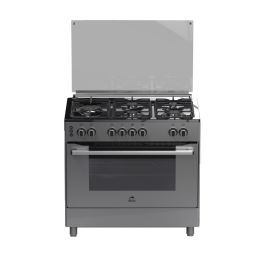 Orca Gas Cooker 5 Burners, 90 x 60 cm - Black Stainless Steel