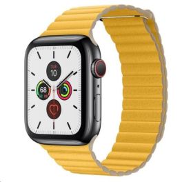 Coteetci W7 leather back loop band for Apple Watch 44mm-LEMON YELLOW