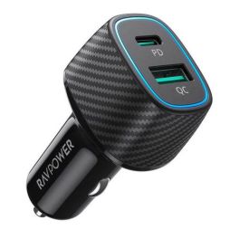 Ravpower 48W Dual Port Car Charger PD 30W And QC3.0 - Black (RP-VC009)