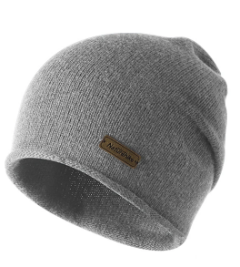 Wool beanie knitted hat - grey