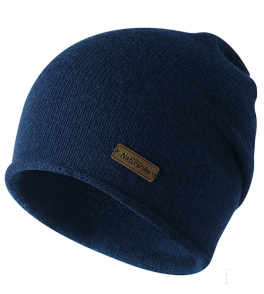 Wool beanie knitted hat - Navi blue
