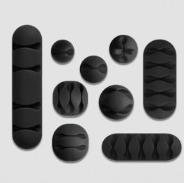 Rounded Clip-on Cable Sticker - Set of 9 - Black