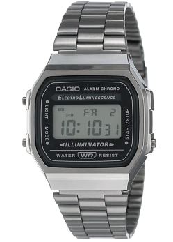 Casio A168WGG-1ADF Stainless Steel Square Digital Watch for Men - Grey