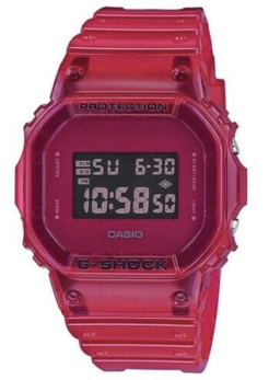 ساعة كاسيو جي شوك بلون أحمر جيلي شفاف DW-5600SB-4DR