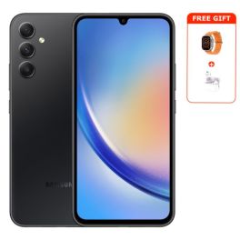 Samsung Galaxy A34 5G, 128GB, 8GB RAM Phone, Awesome Graphite + FREE Gifts (Smart Watch+Airpods)
