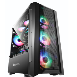 SegoTep Prime M ATX Tempered Glass Gaming PC Case, 4-Fans
