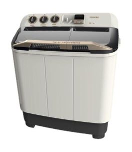 Toshiba Twin Tub Washer, 7kg Washing Capacity, 4.6kg Drying Capacity, VH-H80WB - White/Grey