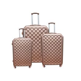 travel bags set 3 Diamond Cut light pink